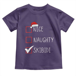 Nice Naughty Skibidi Toddler T Shirt Funny Christmas Santa List TS02 Purple Print Your Wear