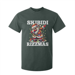 Funny Dabbing Santa Rizz Christmas T Shirt For Kid Skibidi Rizzmas Xmas Lights TS02 Dark Forest Green Print Your Wear