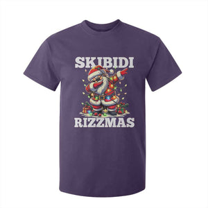 Funny Dabbing Santa Rizz Christmas T Shirt For Kid Skibidi Rizzmas Xmas Lights TS02 Purple Print Your Wear