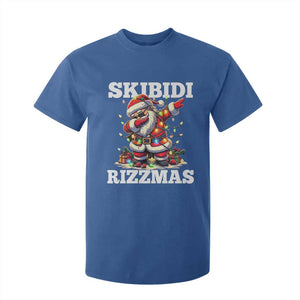 Funny Dabbing Santa Rizz Christmas T Shirt For Kid Skibidi Rizzmas Xmas Lights TS02 Royal Blue Print Your Wear