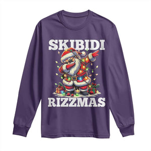 Funny Dabbing Santa Rizz Christmas Long Sleeve Shirt Skibidi Rizzmas Xmas Lights TS02 Purple Print Your Wear