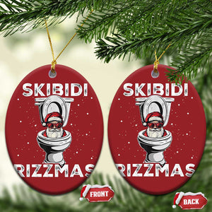 Funny Santa Rizz Xmas Christmas Ornament Skibiti Toilet Rizzmas TS02 Oval Red Print Your Wear