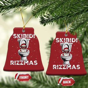 Funny Santa Rizz Xmas Christmas Ornament Skibiti Toilet Rizzmas TS02 Bell Flake Red Print Your Wear