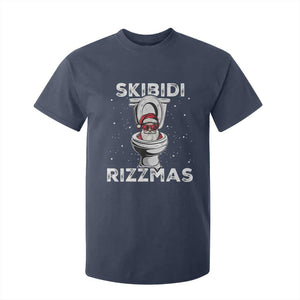 Funny Santa Rizz Christmas T Shirt For Kid Skibiti Toilet Rizzmas TS02 Navy Print Your Wear