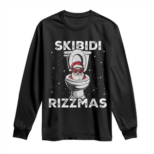 Funny Santa Rizz Christmas Long Sleeve Shirt Skibiti Toilet Rizzmas TS02 Black Print Your Wear