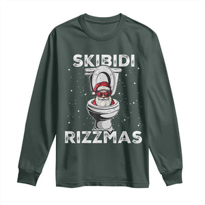 Funny Santa Rizz Christmas Long Sleeve Shirt Skibiti Toilet Rizzmas TS02 Dark Forest Green Print Your Wear