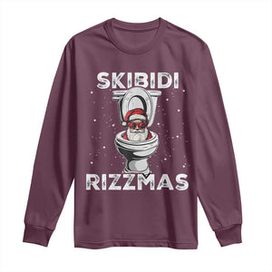 Funny Santa Rizz Christmas Long Sleeve Shirt Skibiti Toilet Rizzmas TS02 Maroon Print Your Wear