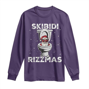 Funny Santa Rizz Christmas Long Sleeve Shirt Skibiti Toilet Rizzmas TS02 Purple Print Your Wear