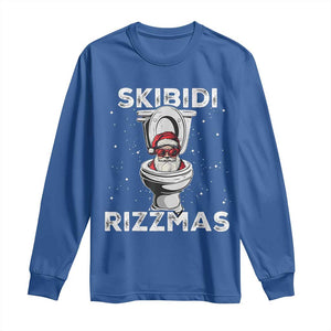 Funny Santa Rizz Christmas Long Sleeve Shirt Skibiti Toilet Rizzmas TS02 Royal Blue Print Your Wear