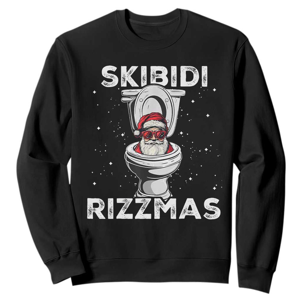 Funny Santa Rizz Christmas Sweatshirt Skibiti Toilet Rizzmas TS02 Black Print Your Wear
