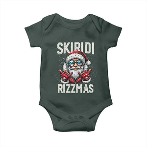 Christmas Bruh Baby Onesie Green Xmas Santa Hat Festive Vibe TS02 Dark Forest Green Print Your Wear