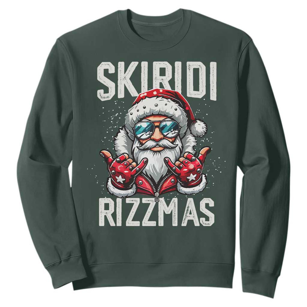 Christmas Bruh Sweatshirt Green Xmas Santa Hat Festive Vibe TS02 Dark Forest Green Print Your Wear