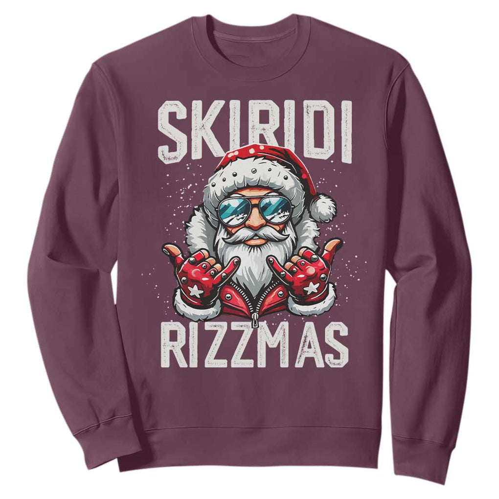 Christmas Bruh Sweatshirt Green Xmas Santa Hat Festive Vibe TS02 Maroon Print Your Wear