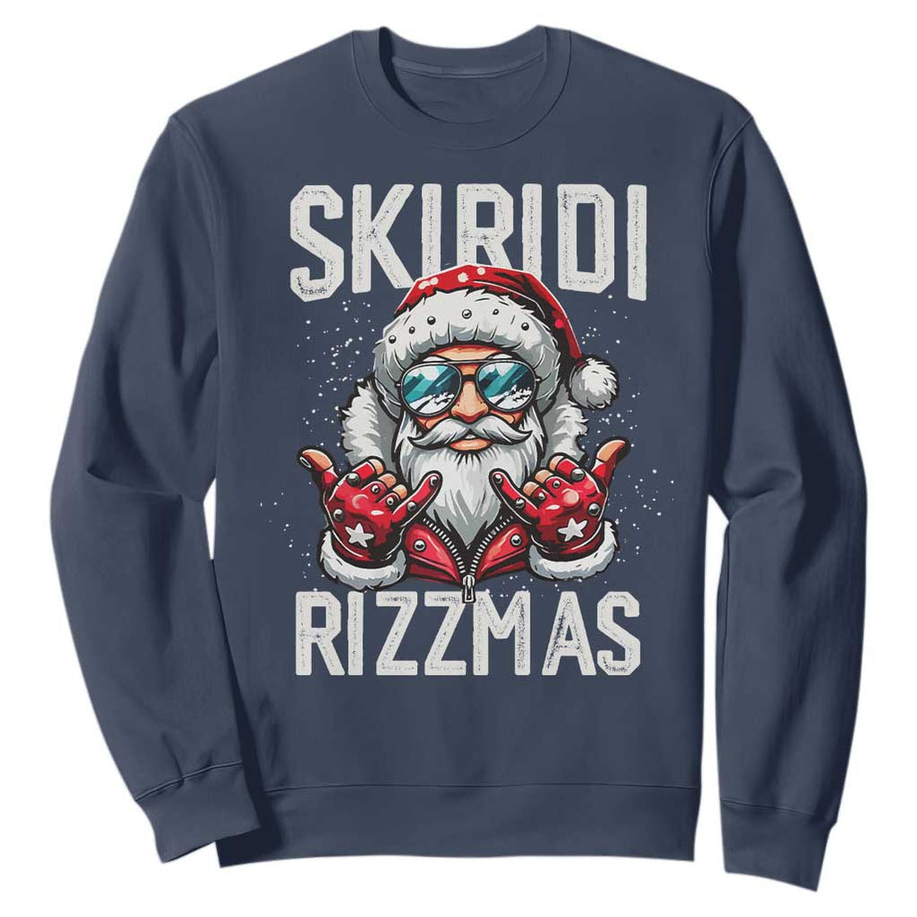 Christmas Bruh Sweatshirt Green Xmas Santa Hat Festive Vibe TS02 Navy Print Your Wear