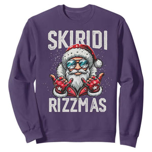 Christmas Bruh Sweatshirt Green Xmas Santa Hat Festive Vibe TS02 Purple Print Your Wear