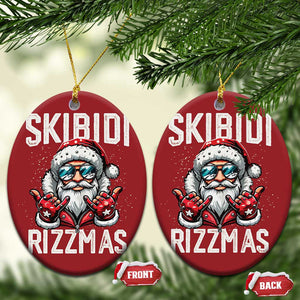 Funny Santa Rizz Xmas Christmas Ornament Skibidi Rizzmas Gen Alpha Slang Cool Santa TS02 Oval Red Print Your Wear