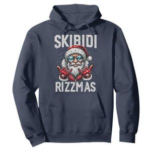 Funny Santa Rizz Christmas Hoodie Skibidi Rizzmas Gen Alpha Slang Cool Santa TS02 Navy Print Your Wear