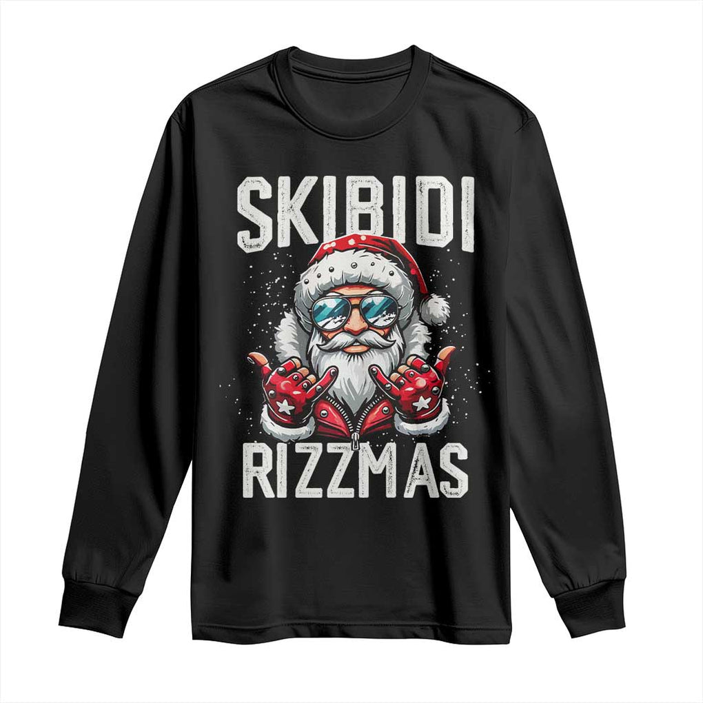 Funny Santa Rizz Christmas Long Sleeve Shirt Skibidi Rizzmas Gen Alpha Slang Cool Santa TS02 Black Print Your Wear