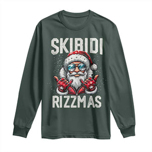 Funny Santa Rizz Christmas Long Sleeve Shirt Skibidi Rizzmas Gen Alpha Slang Cool Santa TS02 Dark Forest Green Print Your Wear