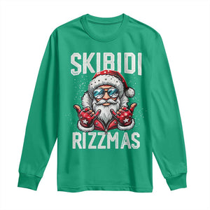 Funny Santa Rizz Christmas Long Sleeve Shirt Skibidi Rizzmas Gen Alpha Slang Cool Santa TS02 Irish Green Print Your Wear