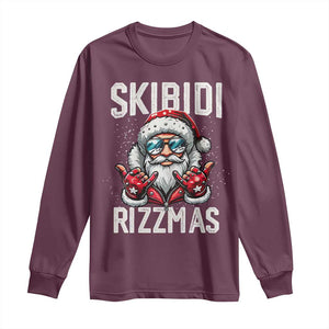 Funny Santa Rizz Christmas Long Sleeve Shirt Skibidi Rizzmas Gen Alpha Slang Cool Santa TS02 Maroon Print Your Wear