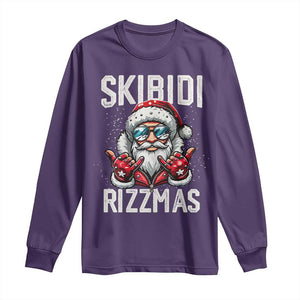 Funny Santa Rizz Christmas Long Sleeve Shirt Skibidi Rizzmas Gen Alpha Slang Cool Santa TS02 Purple Print Your Wear