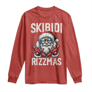 Funny Santa Rizz Christmas Long Sleeve Shirt Skibidi Rizzmas Gen Alpha Slang Cool Santa TS02 Red Print Your Wear