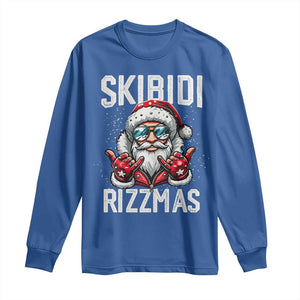 Funny Santa Rizz Christmas Long Sleeve Shirt Skibidi Rizzmas Gen Alpha Slang Cool Santa TS02 Royal Blue Print Your Wear