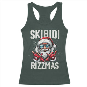 Funny Santa Rizz Christmas Racerback Tank Top Skibidi Rizzmas Gen Alpha Slang Cool Santa TS02 Dark Forest Green Print Your Wear