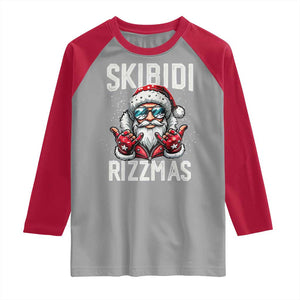 Funny Santa Rizz Christmas Raglan Shirt Skibidi Rizzmas Gen Alpha Slang Cool Santa TS02 Sport Gray Red Print Your Wear