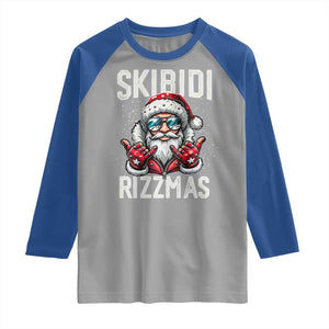 Funny Santa Rizz Christmas Raglan Shirt Skibidi Rizzmas Gen Alpha Slang Cool Santa TS02 Sport Gray Royal Print Your Wear