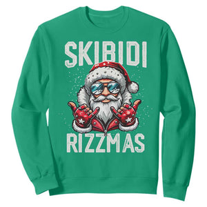 Funny Santa Rizz Christmas Sweatshirt Skibidi Rizzmas Gen Alpha Slang Cool Santa TS02 Irish Green Print Your Wear