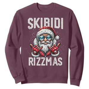 Funny Santa Rizz Christmas Sweatshirt Skibidi Rizzmas Gen Alpha Slang Cool Santa TS02 Maroon Print Your Wear