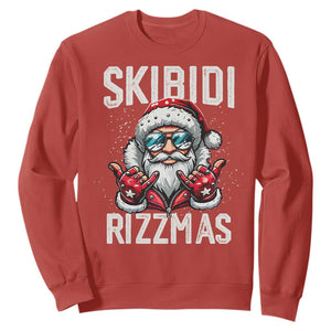 Funny Santa Rizz Christmas Sweatshirt Skibidi Rizzmas Gen Alpha Slang Cool Santa TS02 Red Print Your Wear