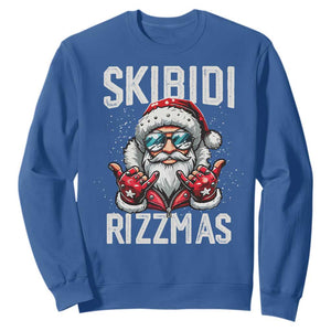 Funny Santa Rizz Christmas Sweatshirt Skibidi Rizzmas Gen Alpha Slang Cool Santa TS02 Royal Blue Print Your Wear