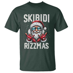 Funny Santa Rizz Christmas T Shirt Skibidi Rizzmas Gen Alpha Slang Cool Santa TS02 Dark Forest Green Print Your Wear