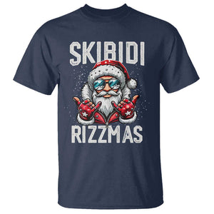 Funny Santa Rizz Christmas T Shirt Skibidi Rizzmas Gen Alpha Slang Cool Santa TS02 Navy Print Your Wear