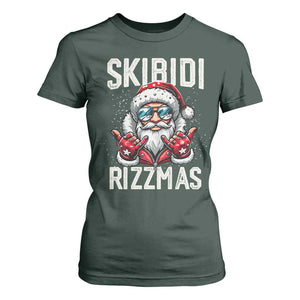 Funny Santa Rizz Christmas T Shirt For Women Skibidi Rizzmas Gen Alpha Slang Cool Santa TS02 Dark Forest Green Print Your Wear