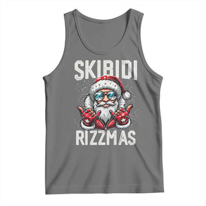 Funny Santa Rizz Christmas Tank Top Skibidi Rizzmas Gen Alpha Slang Cool Santa TS02 Black Heather Print Your Wear