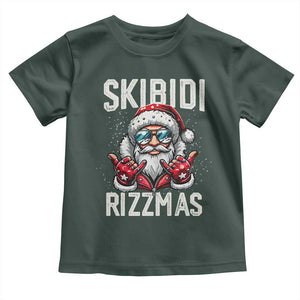 Funny Santa Rizz Christmas Toddler T Shirt Skibidi Rizzmas Gen Alpha Slang Cool Santa TS02 Dark Forest Green Print Your Wear