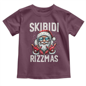 Funny Santa Rizz Christmas Toddler T Shirt Skibidi Rizzmas Gen Alpha Slang Cool Santa TS02 Maroon Print Your Wear