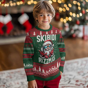 Funny Santa Rizz Xmas Ugly Christmas Sweater Skibidi Rizzmas Gen Alpha Slang Cool Santa TS02 Christmas Print Your Wear