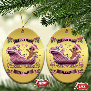 Groovy Pink Xmas Gingerbrad Christmas Ornament Sleigh Girl Sleigh Festive Xmas Holiday Girls TS02 Oval Gold Print Your Wear