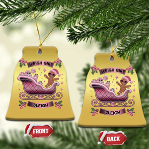 Groovy Pink Xmas Gingerbrad Christmas Ornament Sleigh Girl Sleigh Festive Xmas Holiday Girls TS02 Bell Flake Gold Print Your Wear