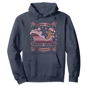 Groovy Pink Christmas Gingerbrad Hoodie Sleigh Girl Sleigh Festive Xmas Holiday Girls TS02 Navy Print Your Wear