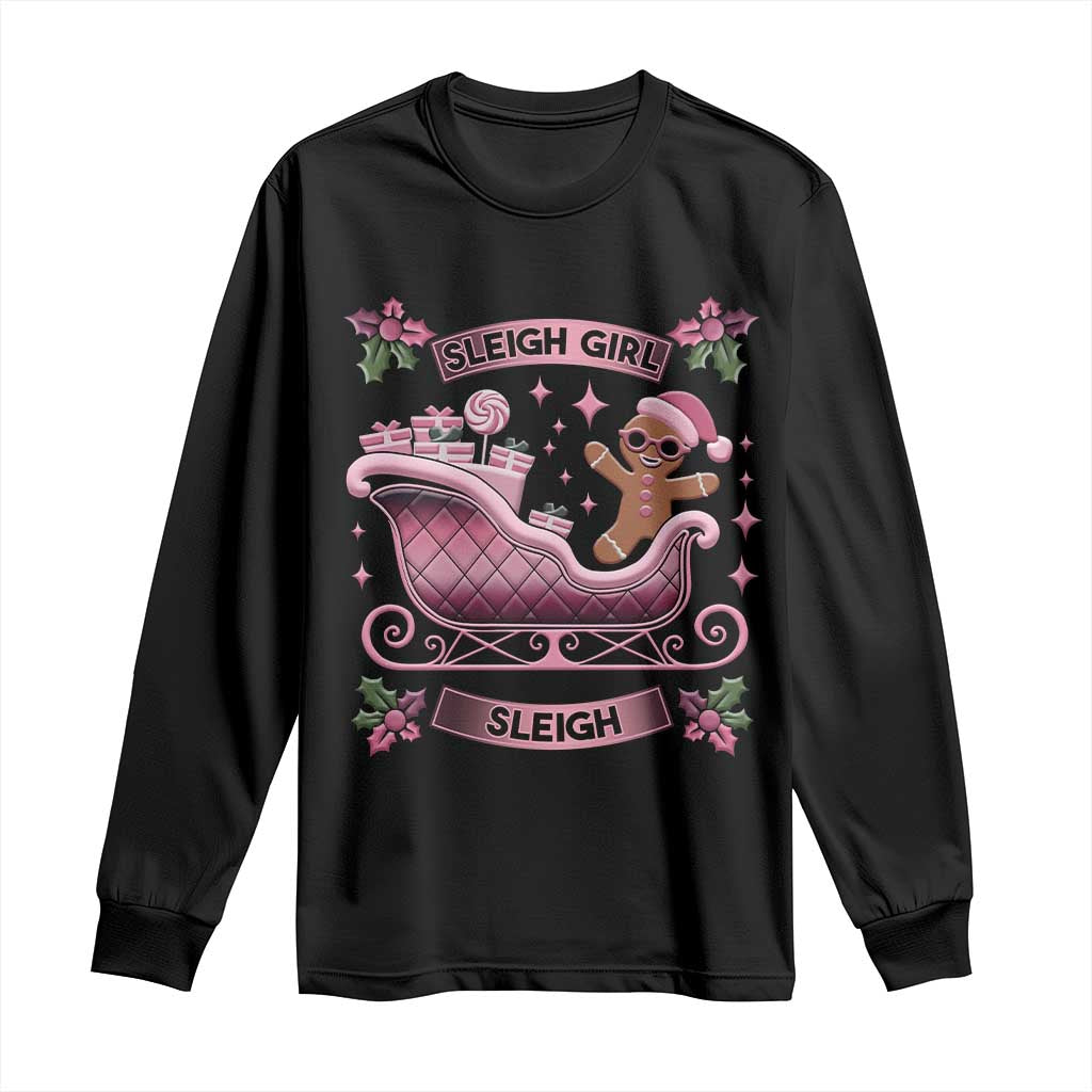 Groovy Pink Christmas Gingerbrad Long Sleeve Shirt Sleigh Girl Sleigh Festive Xmas Holiday Girls TS02 Black Print Your Wear