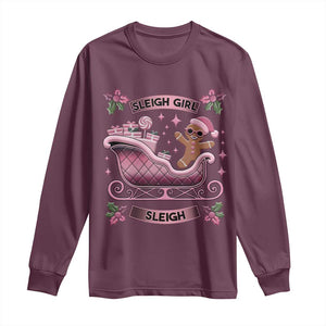 Groovy Pink Christmas Gingerbrad Long Sleeve Shirt Sleigh Girl Sleigh Festive Xmas Holiday Girls TS02 Maroon Print Your Wear