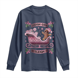 Groovy Pink Christmas Gingerbrad Long Sleeve Shirt Sleigh Girl Sleigh Festive Xmas Holiday Girls TS02 Navy Print Your Wear