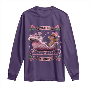 Groovy Pink Christmas Gingerbrad Long Sleeve Shirt Sleigh Girl Sleigh Festive Xmas Holiday Girls TS02 Purple Print Your Wear