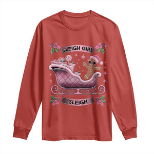 Groovy Pink Christmas Gingerbrad Long Sleeve Shirt Sleigh Girl Sleigh Festive Xmas Holiday Girls TS02 Red Print Your Wear